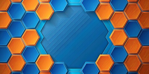 Abstract geometric background with blue and orange hexagons pattern