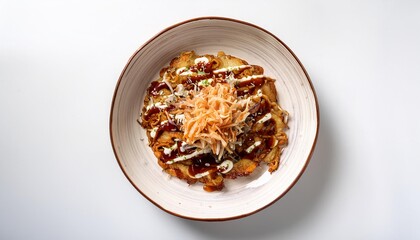 Okonomiyaki with white background isolated