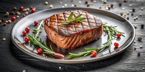 Grilled fillet on a plate , steak, grilled, fillet, food, barbecue, meat, cooked, restaurant, delicious, outdoor, flavor