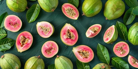 Canvas Print - Positioning of Fresh Guava Fruits and Slices