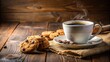 © lapeepon - A cozy scene of a cup of coffee and cookies on a table, cozy, coffee, cookies, snack, treat, beverage, break, relaxation