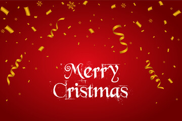 Wall Mural - christmas confetti snowflake with red background vector free