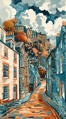 Wall Mural - Beautiful town illustration poster background