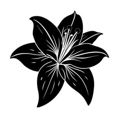 Sticker - Lily flower silhouette vector illustration