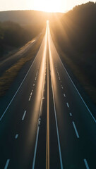 Poster - sunlight beaming down over empty road background art design backdrop