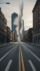 Poster - wind sweeping across empty urban street background art design backdrop