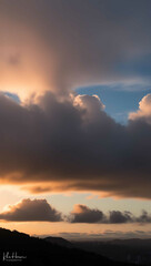 Canvas Print - clouds breaking apart to reveal sunrise background art design backdrop