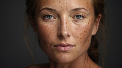 Wall Mural - beautiful woman with freckles