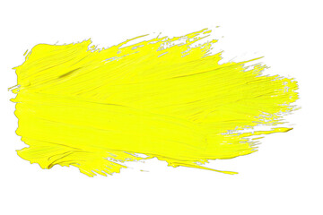 Poster - Bright yellow paint stroke on a black background, perfect for creative design projects and vibrant artistic expressions.