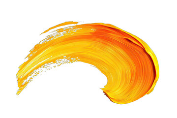 Poster - Vibrant orange and yellow paint stroke creating a dynamic artistic effect, perfect for backgrounds, designs, and creative projects.