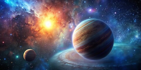 Wall Mural - planet in foreground with stunning star field backdrop