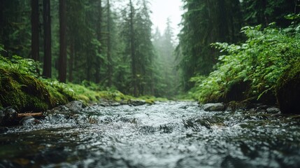 Canvas Print - Forest Stream Rain Water Nature Background