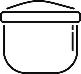 Poster - simple line icon of a cooking pot holding hot food for dinner, ready to be served
