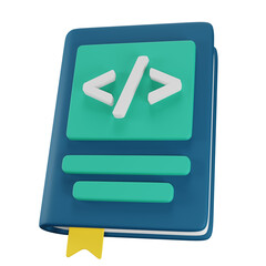 coding book 3d illustration for uiux, web, app, presentation, etc