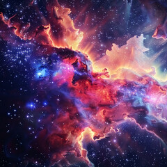 beautiful space sky with nebula and glittering