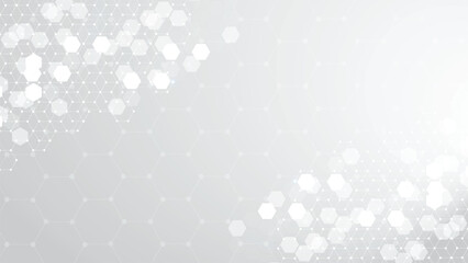 Poster - Abstract White Background With Geometric Hexagon Pattern. Medical, science, futuristic, energy technology background concept. Vector Illustration