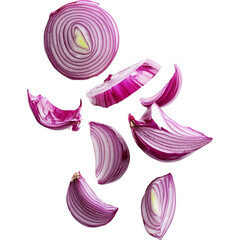 sliced red onions with sharp layers and vibrant color