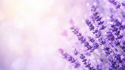 Canvas Print - Lavender Flowers in Sunlight with Blurred Background