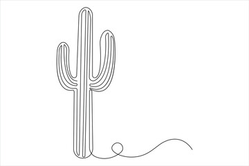 Poster - Continuous one line art drawing of cactus illustration
