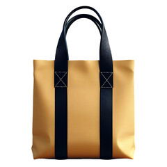 Tan Tote Bag with Black Straps on a Tan Background