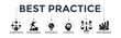 © texaplanet - Best practice banner web icon concept with icon of competence, development, knowledge, potential, ethic and performance