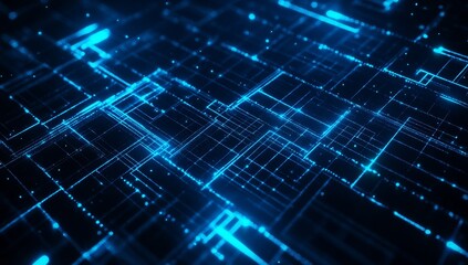 Aufkleber - Abstract digital network background with glowing lines and dots.