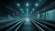 © Phirakhup - A deep urban tunnel with illuminated tracks, showcasing a modern and industrial atmosphere perfect for travel and transport themes.