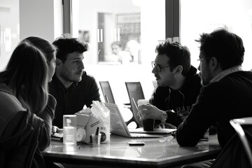 Wall Mural - a group of people sitting around a table