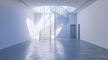 Poster - Modern Interior with a Spiral Staircase and Skylight