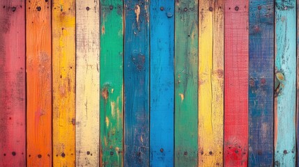 Poster - Peeling Multicolored Wooden Wall