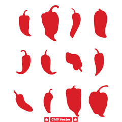 Flavorful Revelations Chili Vector Silhouettes  Inspire Your Creations