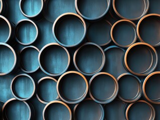 Canvas Print - Stacked metal pipes