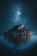 Wall Mural - stars over water at night