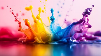 Poster - Mesmerizing abstract composition featuring a colorful ink splash spreading dynamically across a paper surface