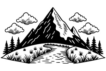 Wall Mural - The mountains vector icon in outlines