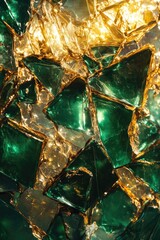 Canvas Print - Green and Gold Mosaic Close Up