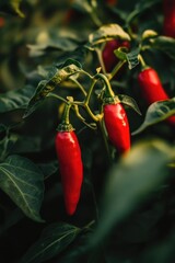 Poster - red pepper plants