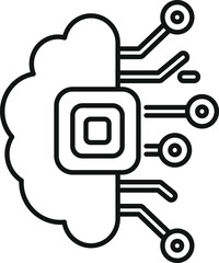 Poster - simple vector icon of a cloud computing system connecting to network hubs, representing the concept 