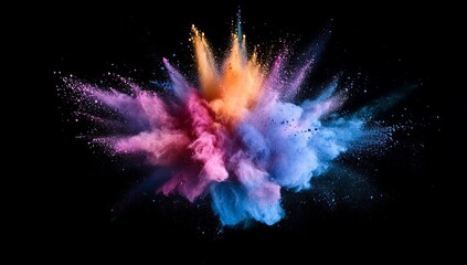 Poster - Colorful powder explosion on black background.