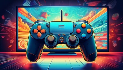 Game stick with tv screen background