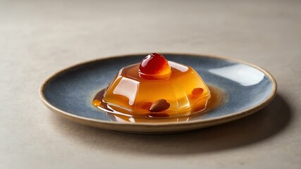 Wall Mural - chinese dessert dish almond jelly isolated on an aesthetic plating, concept for advertisement background