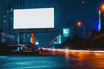 Wall Mural - billboard on the road with city background