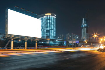 Wall Mural - billboard on the road with city background