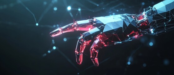 Aufkleber - Futuristic Robotic Arm HUD Background. Low Poly Design for Automation and AI