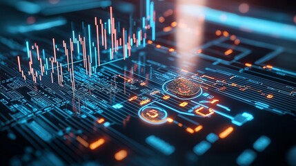 Poster - Close-up of a digital interface showing economic policy adjustments and their impact on financial markets