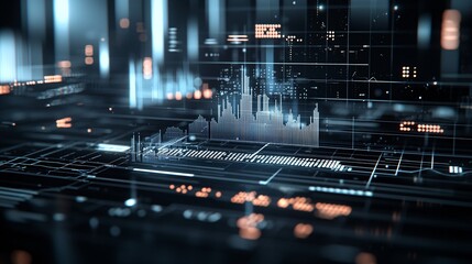 Poster - Close-up of a digital interface showing economic policy adjustments and their impact on financial markets