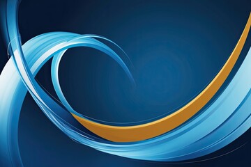 Poster - Smooth Abstract Blue Curve Background with Flowing Motion Design