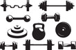 © MIkrom - dumbbell gym icon set vector