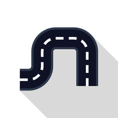 Poster - winding road is making a u turn in this icon with a long shadow