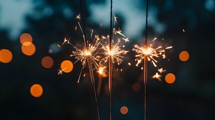 Poster - Stunning photography of sparklers lighting up the night sky creating a mesmerizing display of color and light perfect for New Year s Eve or other festive